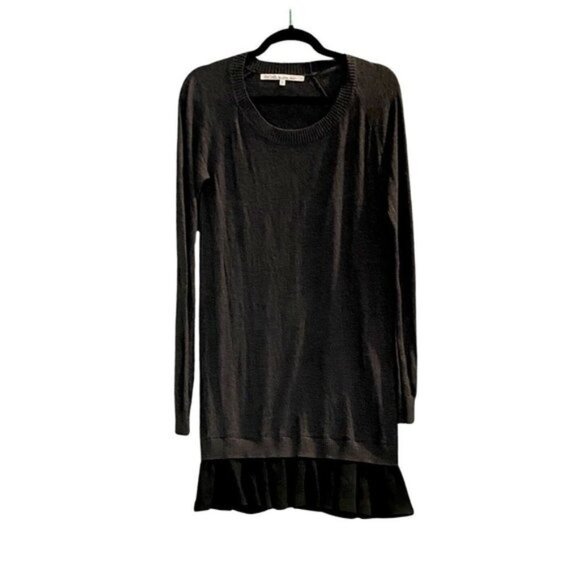 Rachel Rachel Roy Long Sleeve Crew Neck Gray Sweater Dress Black Ruffle Hem Sz L - Picture 4 of 6